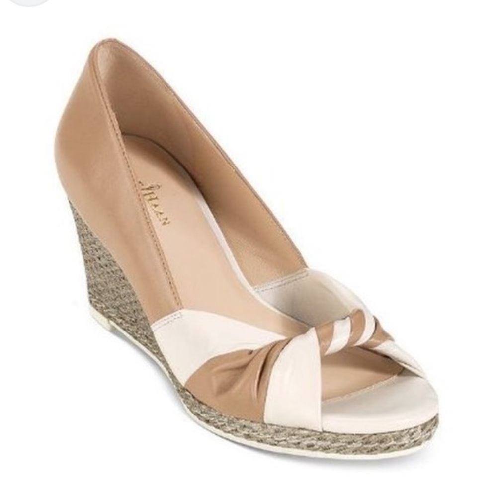 Cole Haan Tan and Cream Wedge Sandals